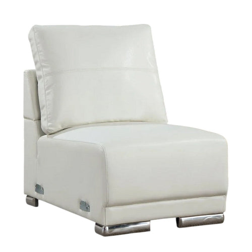 Althy Modular Armless Lounge Chair | Chrome Metal | White Faux Leather