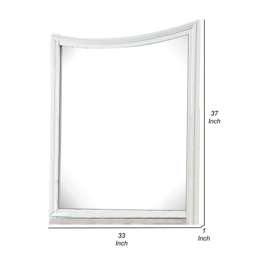 Kiki Dresser Mirror | Curved Crown Molded Details | White Solid Wood BM339448