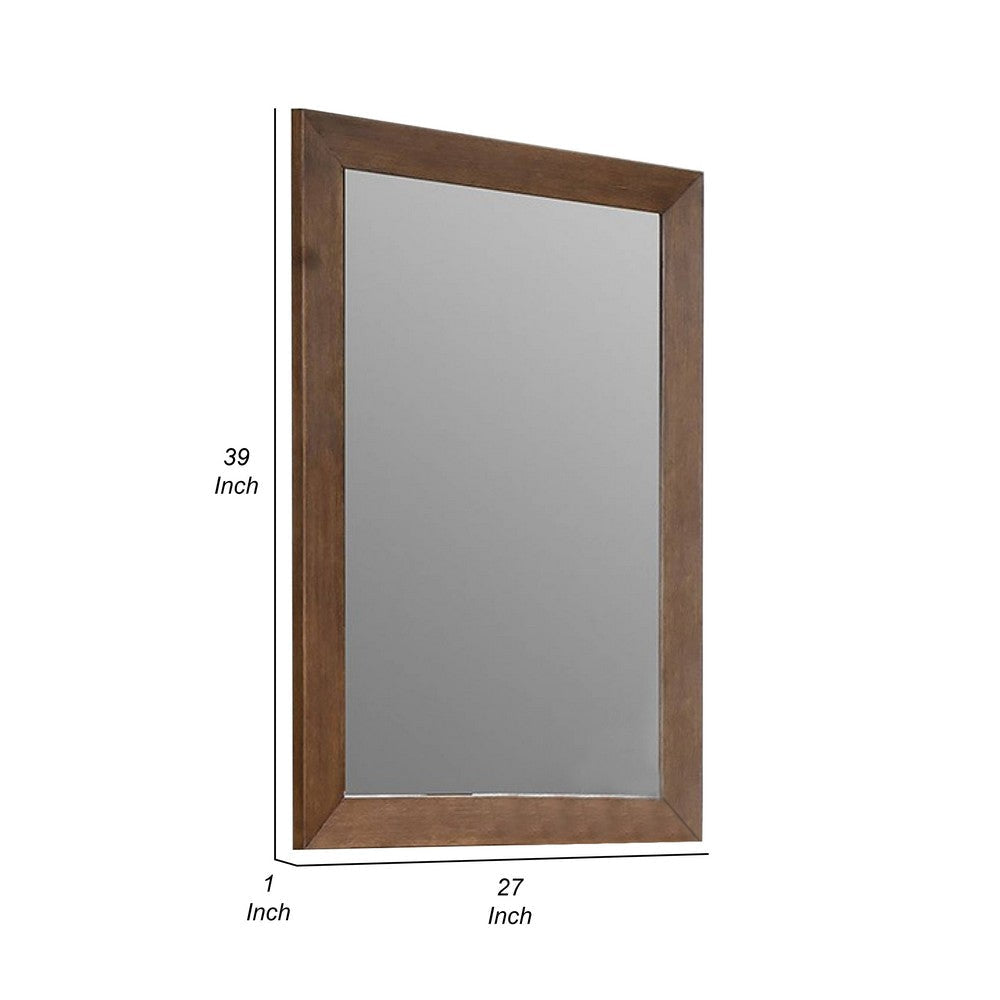 Roma Dresser Mirror | 39’’ Rectangular Frame | Walnut Brown Solid Wood BM339474