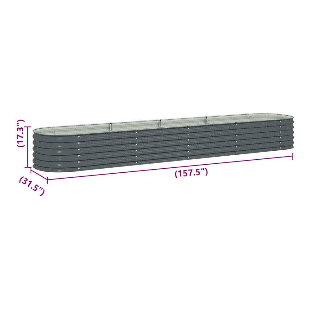 Bery Outdoor Garden Raised Bed | Gray Galvanized Steel | 158’’ BM339663