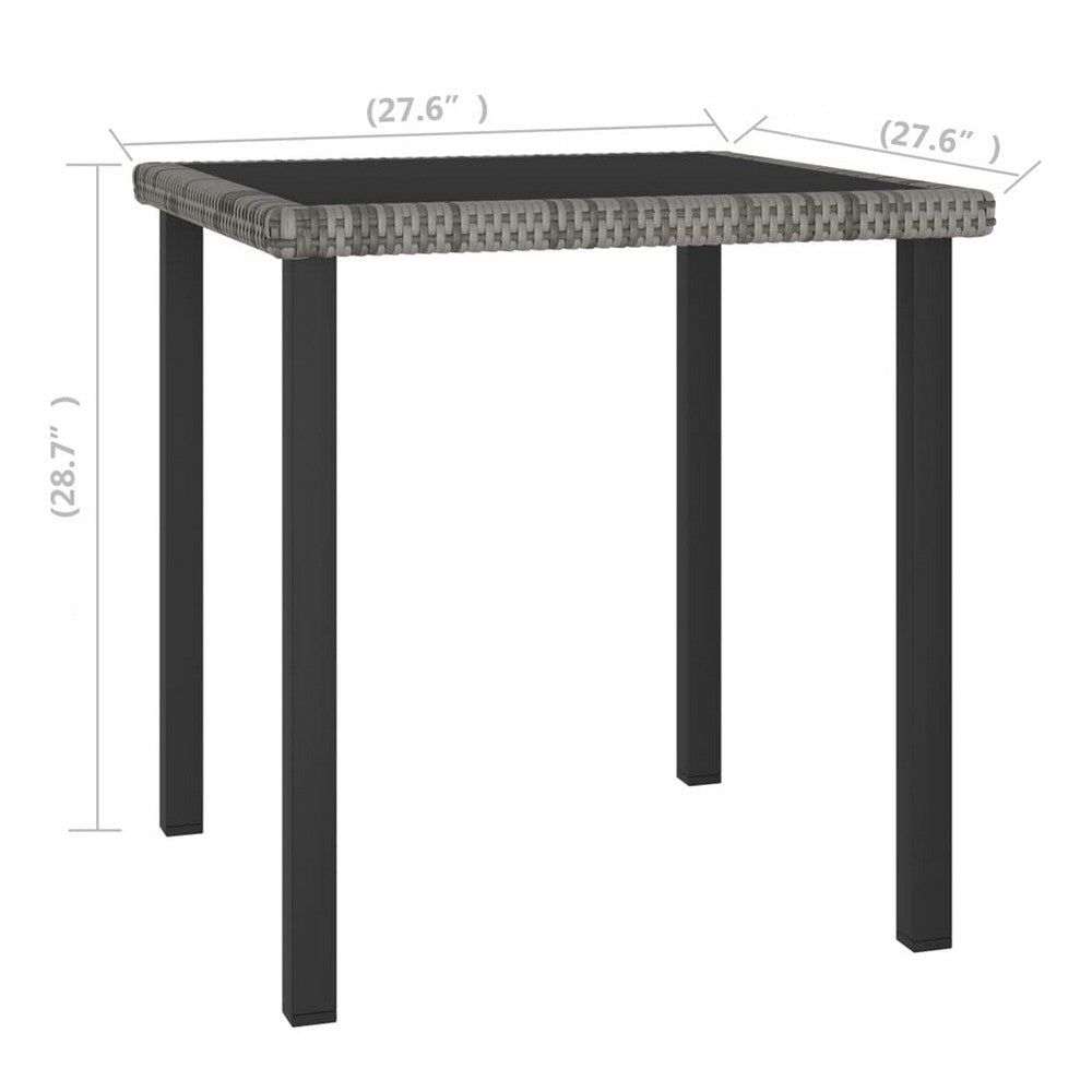 Gary Garden Dining Table | 28’’ Square Glass Top | Gray Rattan BM339678