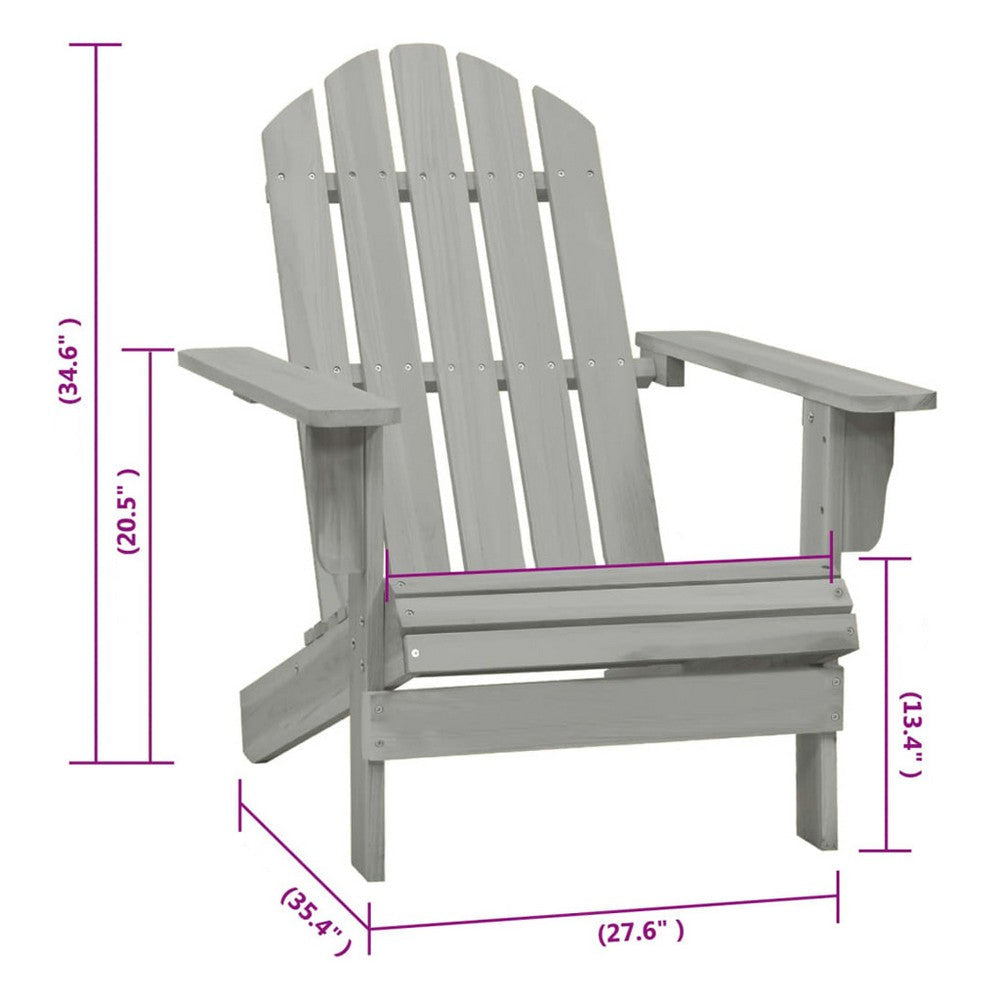 Ava Outdoor Garden Chair | High Slatted Back | Wide Arms | Gray Natural Wood BM339691