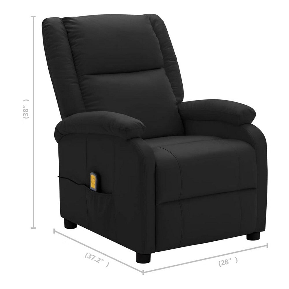 Keo Manual Reclining Massage Chair | Padded Arms | Black Faux Leather BM339692