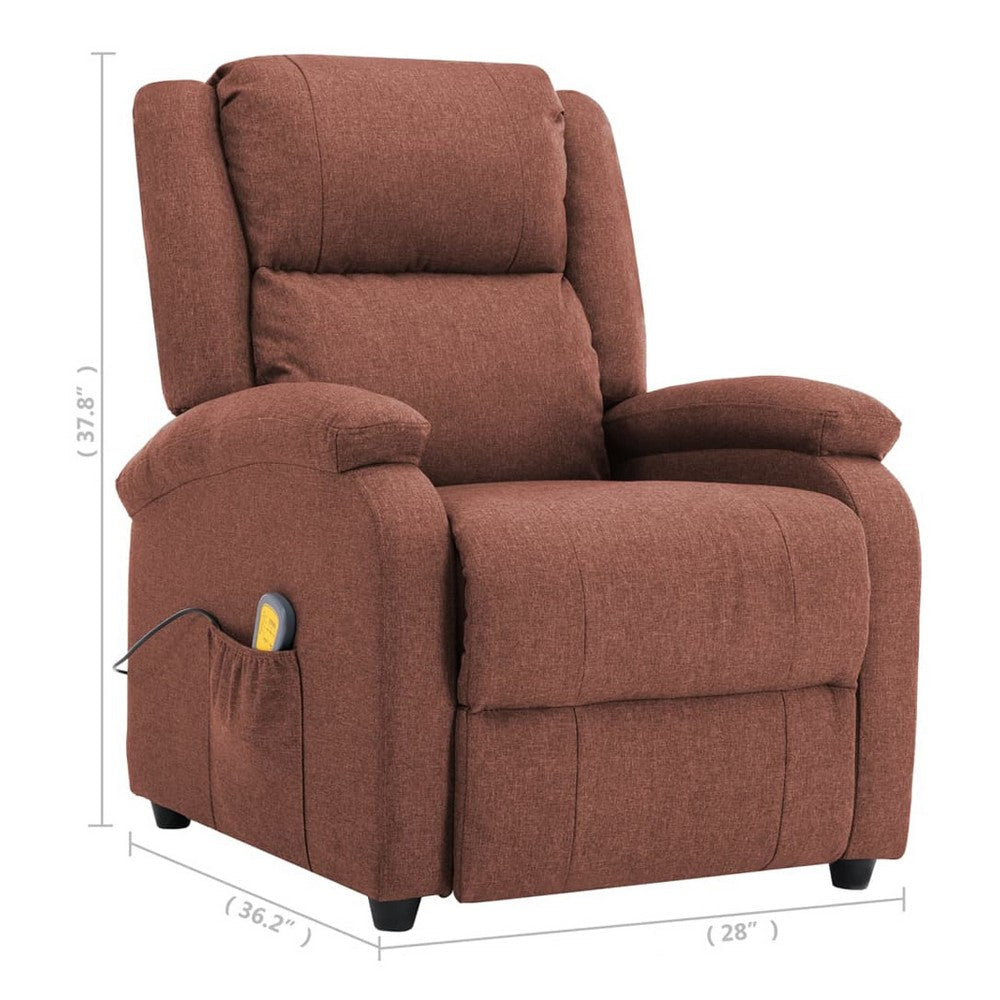 Keo Manual Reclining Massage Chair | Padded Arms | Brown Polyester BM339695