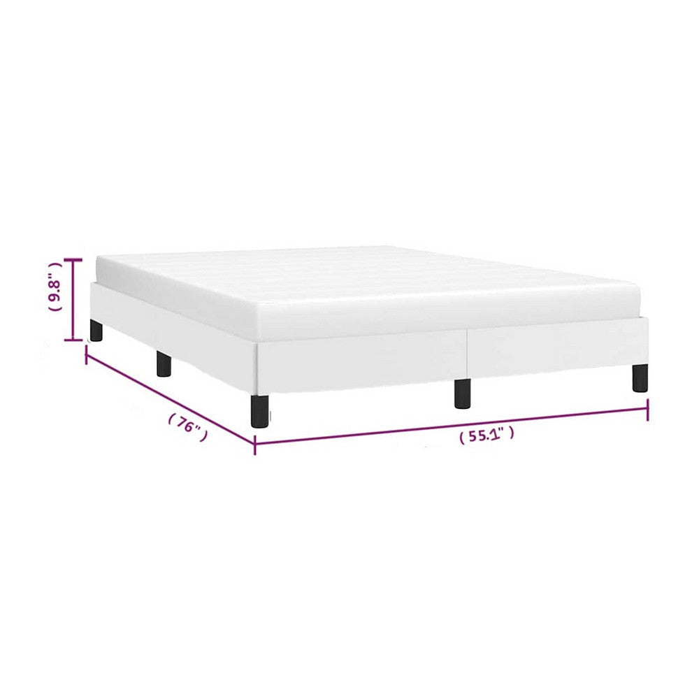Ceri Full Size Bed Frame| White Faux Leather| Low Profile Legs BM339708