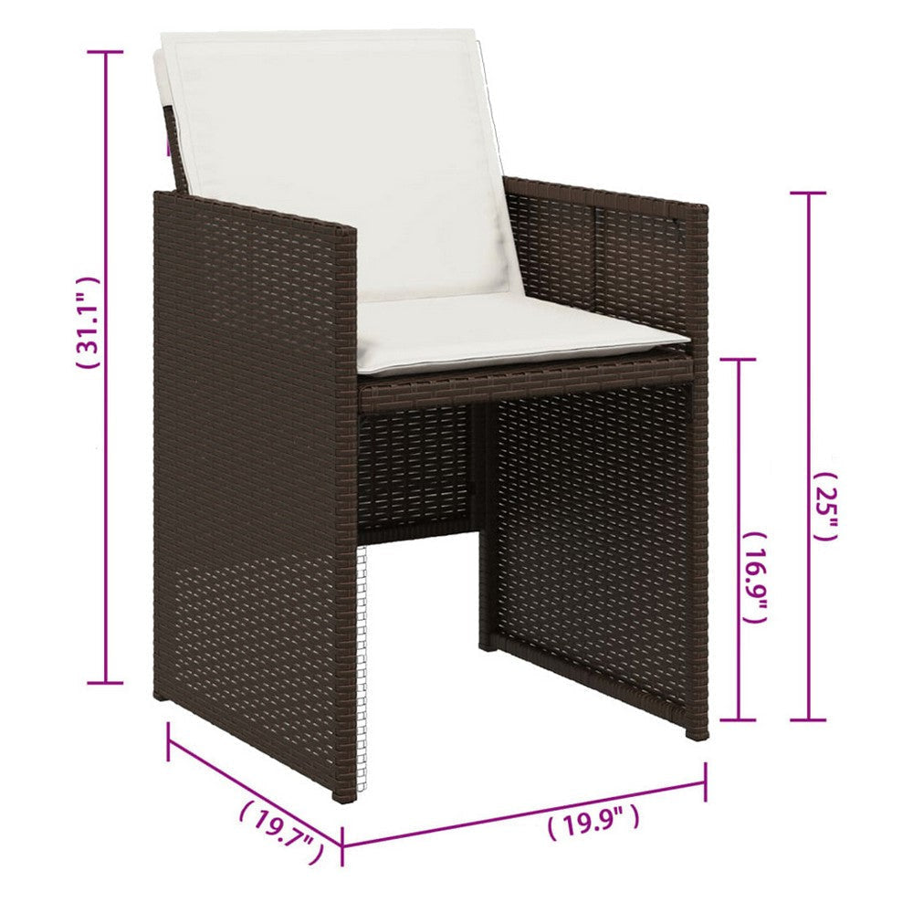 Mandie Foldable Patio Chair Set of 4 | Metal Frame | Brown Wicker Rattan BM339713