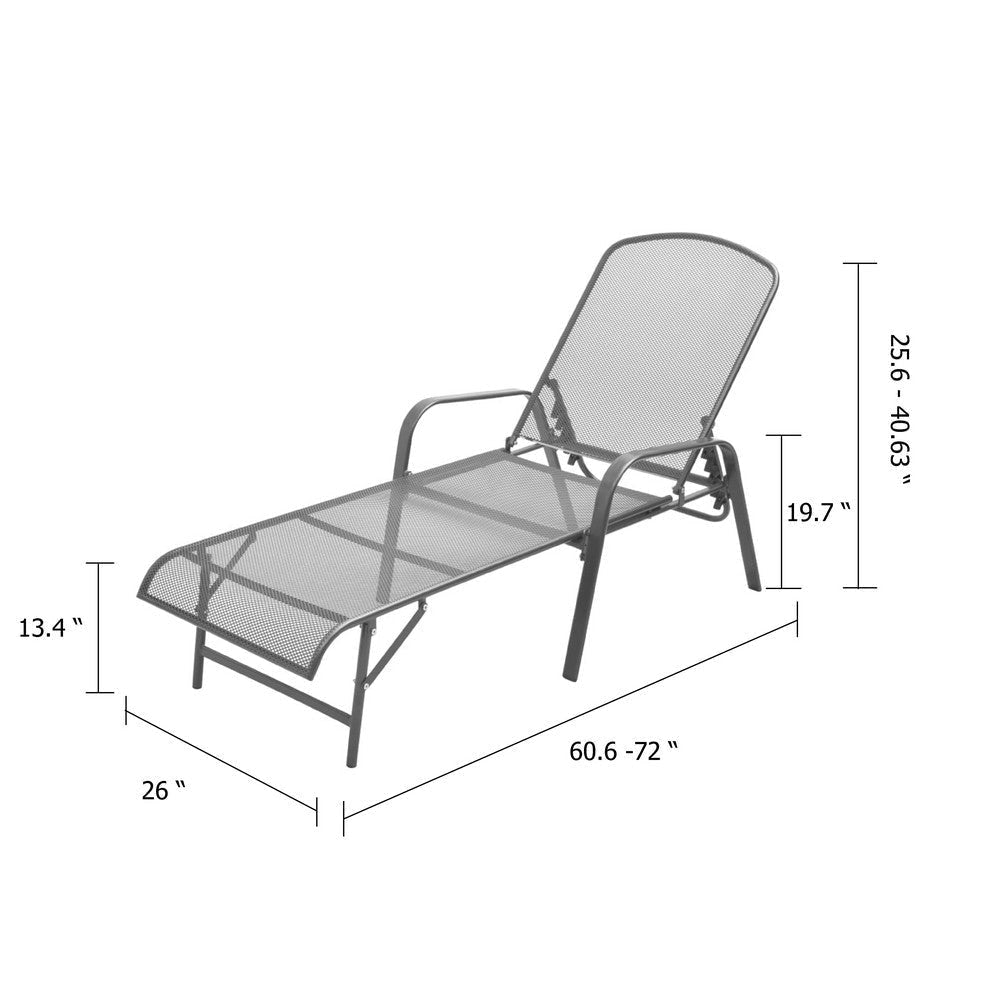 Sun Lounger | Anthracite Gray Steel Frame | Adjustable Backrest | 72’’ BM339762