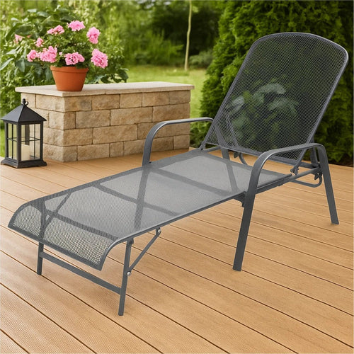 Sun Lounger | Anthracite Gray Steel Frame | Adjustable Backrest | 72’’ BM339762