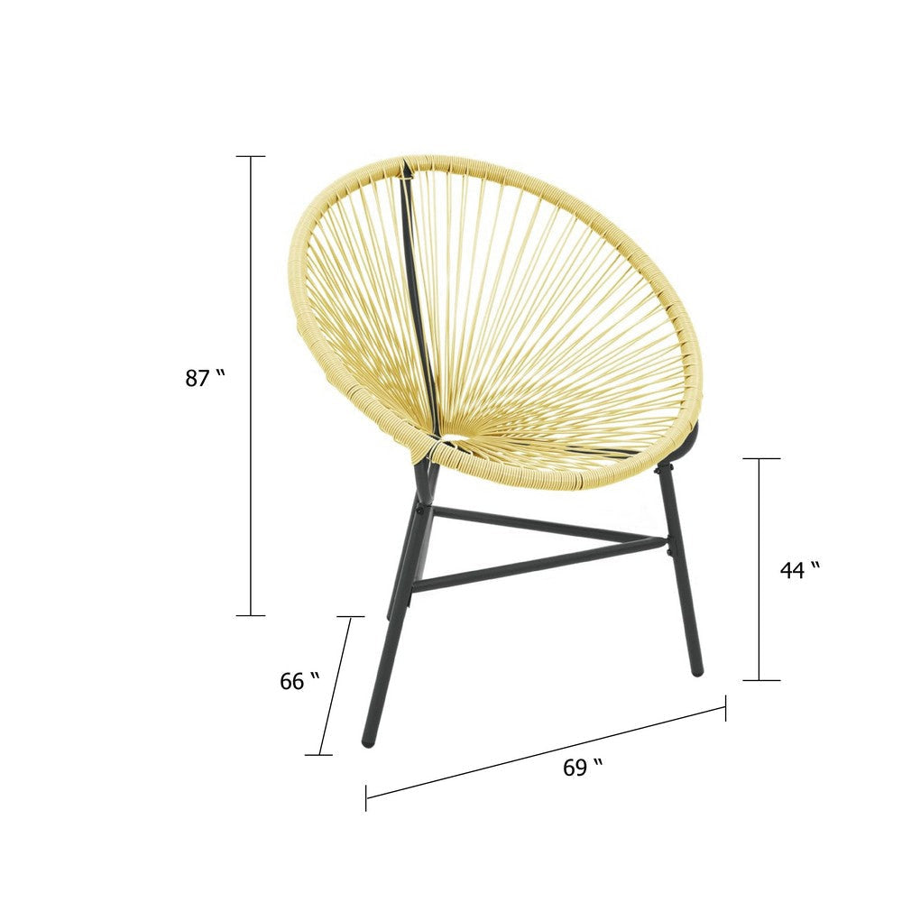 Jackie Outdoor Acapulco Chair | Beige Poly Rattan | Powder Coated Steel BM339766