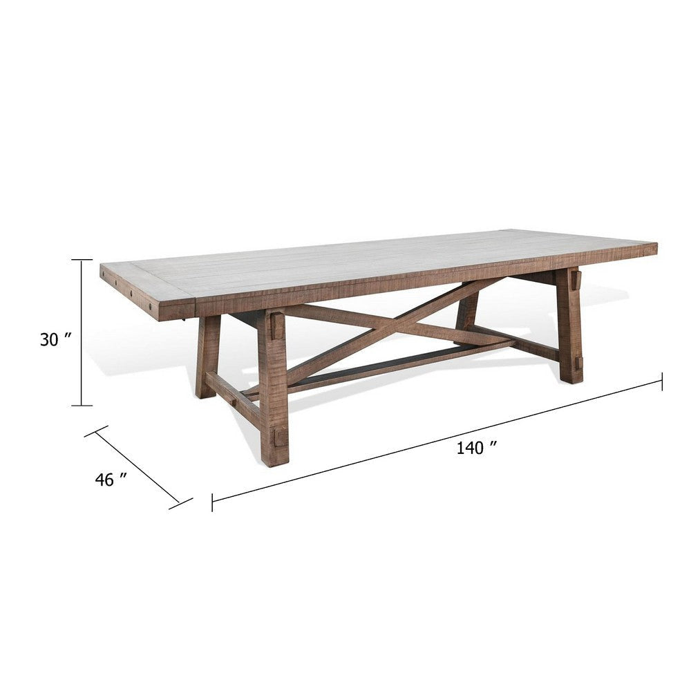 Veny Extendable Dining Table 108 - 140’’ 8 to 14 Seater Brown Mahogany Wood BM339818