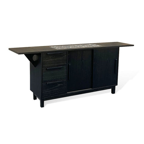 Anise Buffet Server Console w Side Cabinet & Drawers | Black Mahogany