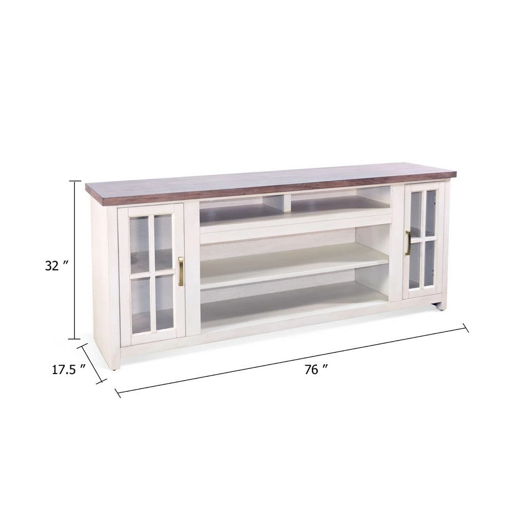 Leyla TV Stand Media Cabinet | 2 Doors & Shelves | White Wood 76’’ BM339843