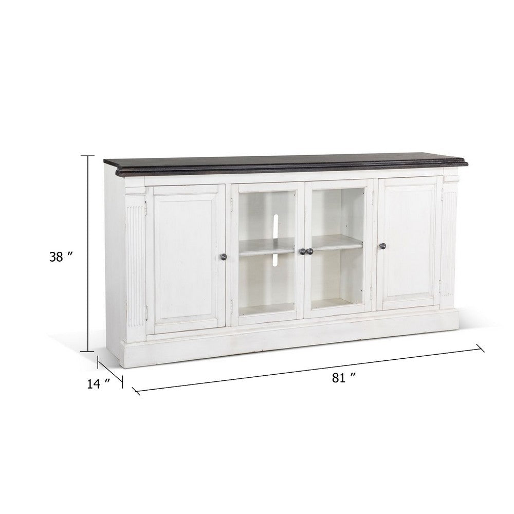Ivvy TV Stand Media Cabinet | Shelves | White Brown Wood Molding | 81’’ BM339848