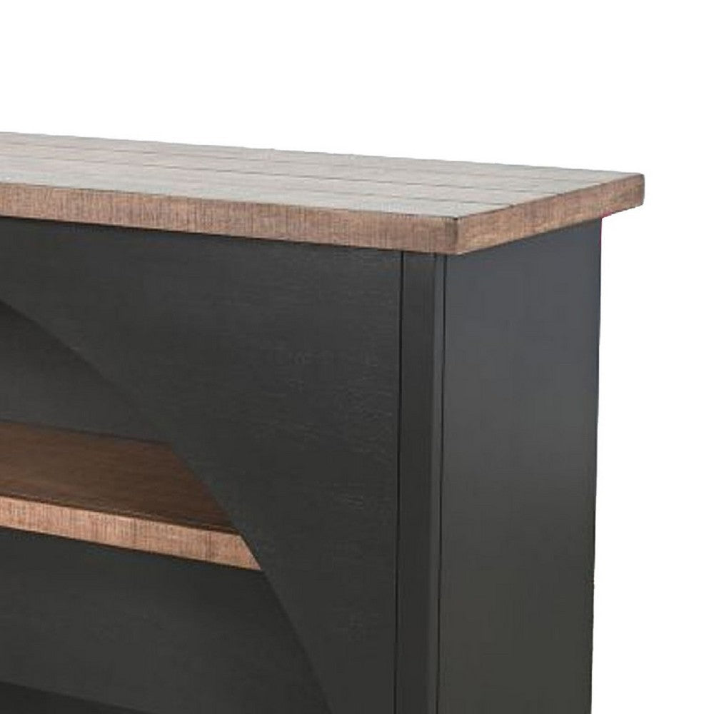 Jenne Server | Arched Cutout | Middle Shelves | Black Mahogany Wood