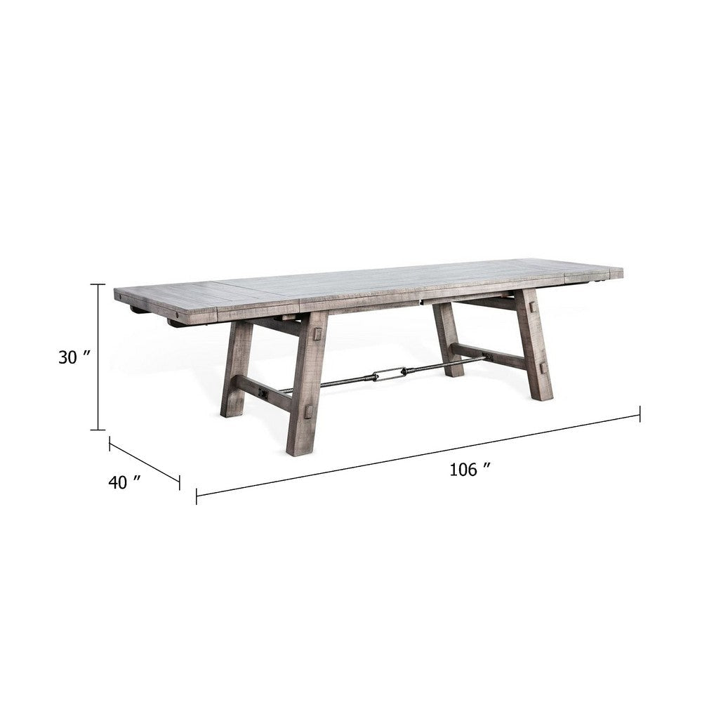 Zeka Dining Table | Turnbuckle Design Gray Wood | 76-106’’ Extendable Top BM339904