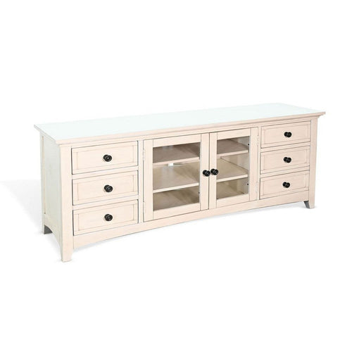 Xyla 72" TV Stand Media Cabinet | Glass Door | 6 Drawers | White