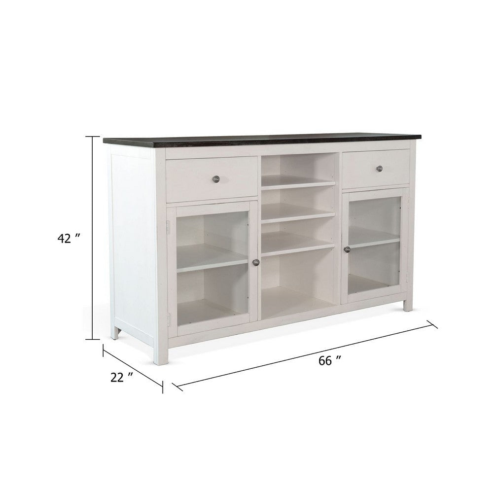 Orso Sideboard Buffet Cabinet | 2 Drawers w Adjustable Shelves | White BM339933