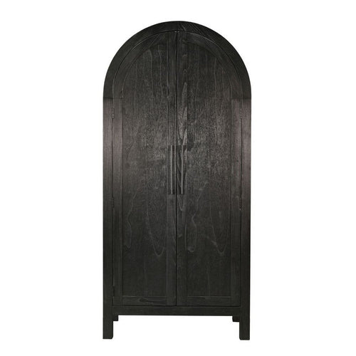 Dyz Arched Storage Cabinet | 2 Doors w Adjustable Shelves | Black Wood
