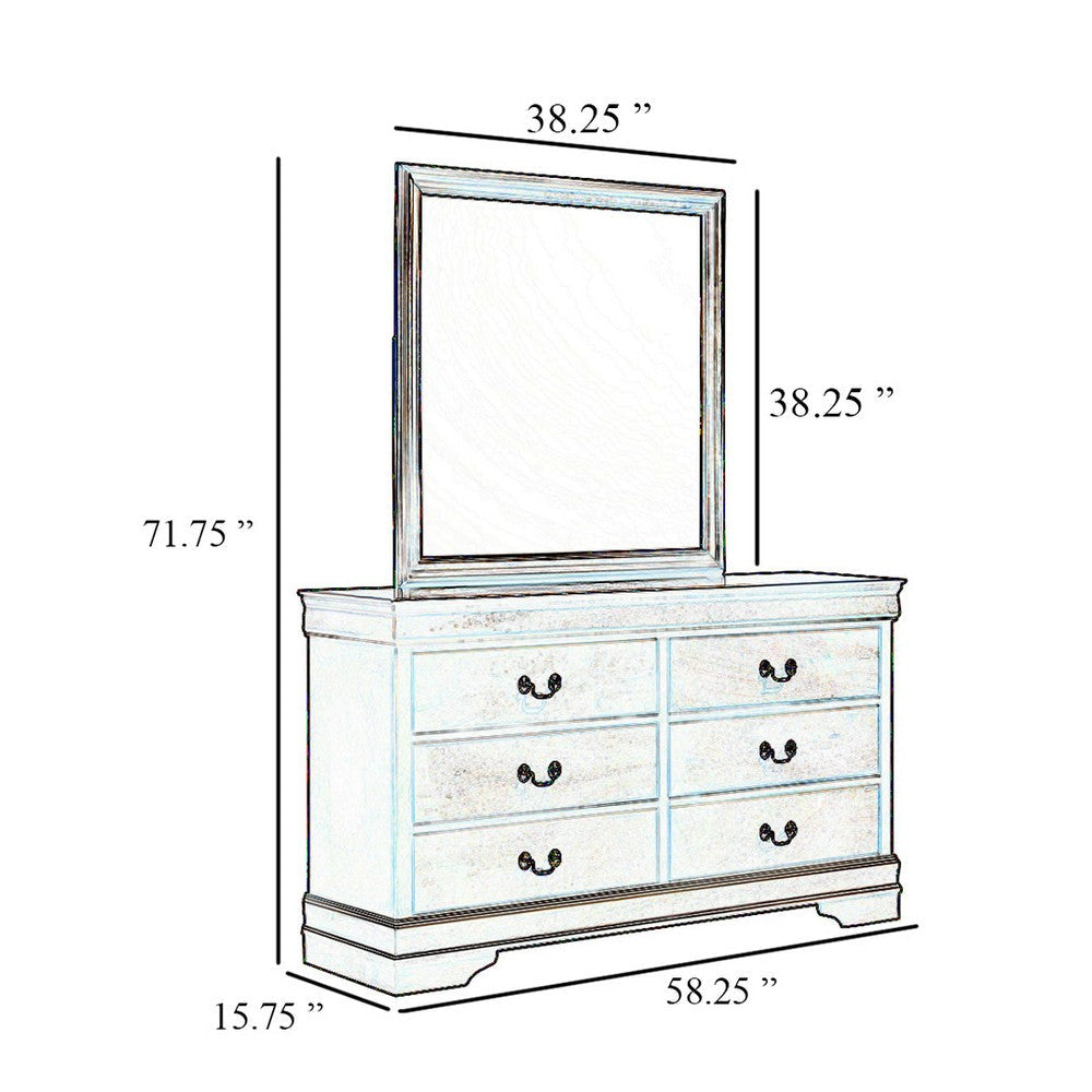 Nim Wide Dresser and Mirror with Molded Trim | 6 Drawers | White Wood BM339995