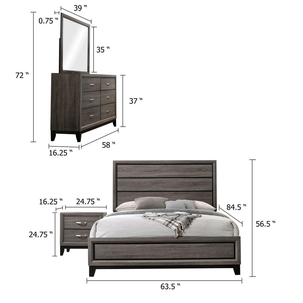 Mela 4pc Queen Bedroom Set | Nightstand Dresser and Mirror | Oak Gray BM340079