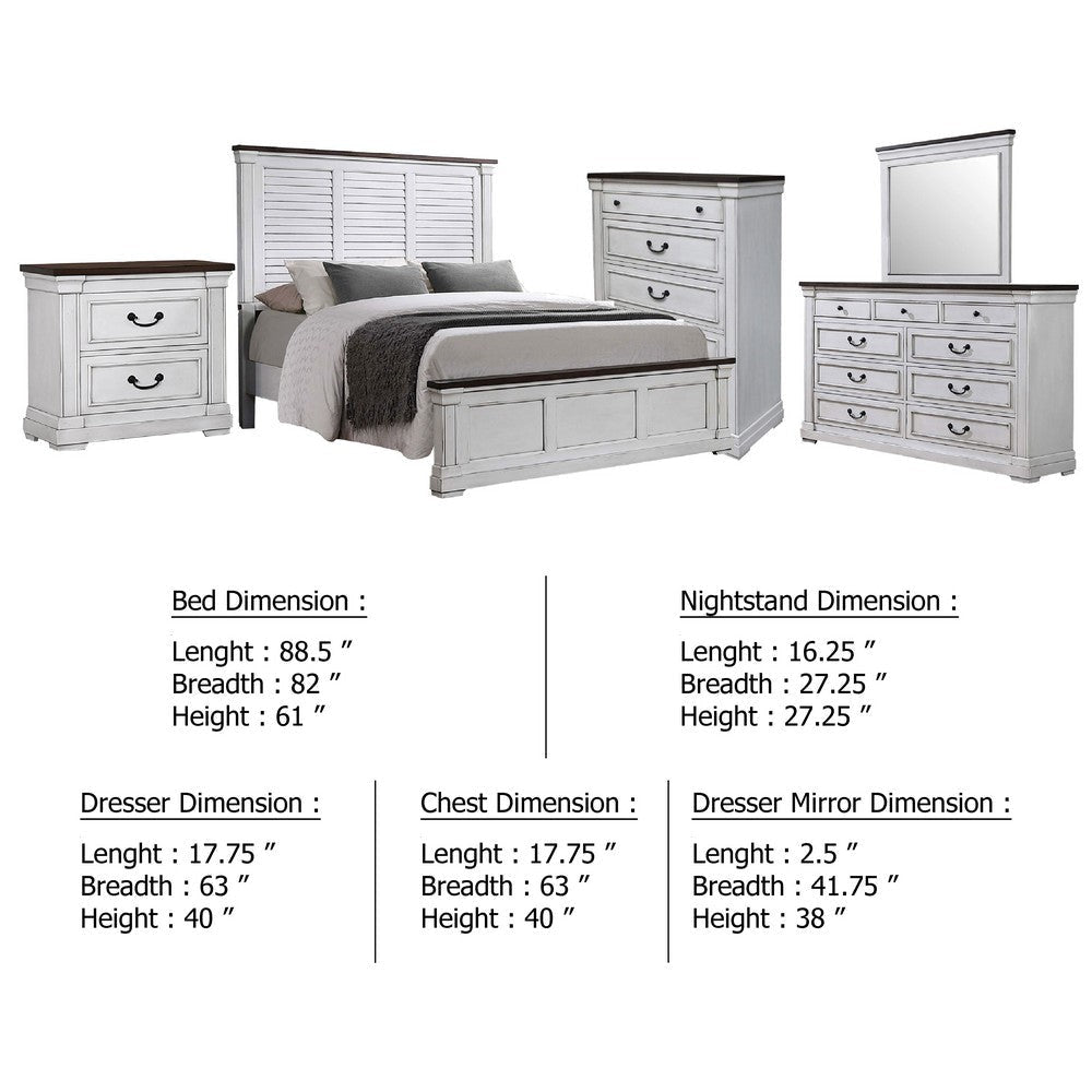 Ola 5 Piece King Size Bed Set | White Acacia Veneer | Shutter Design BM340122