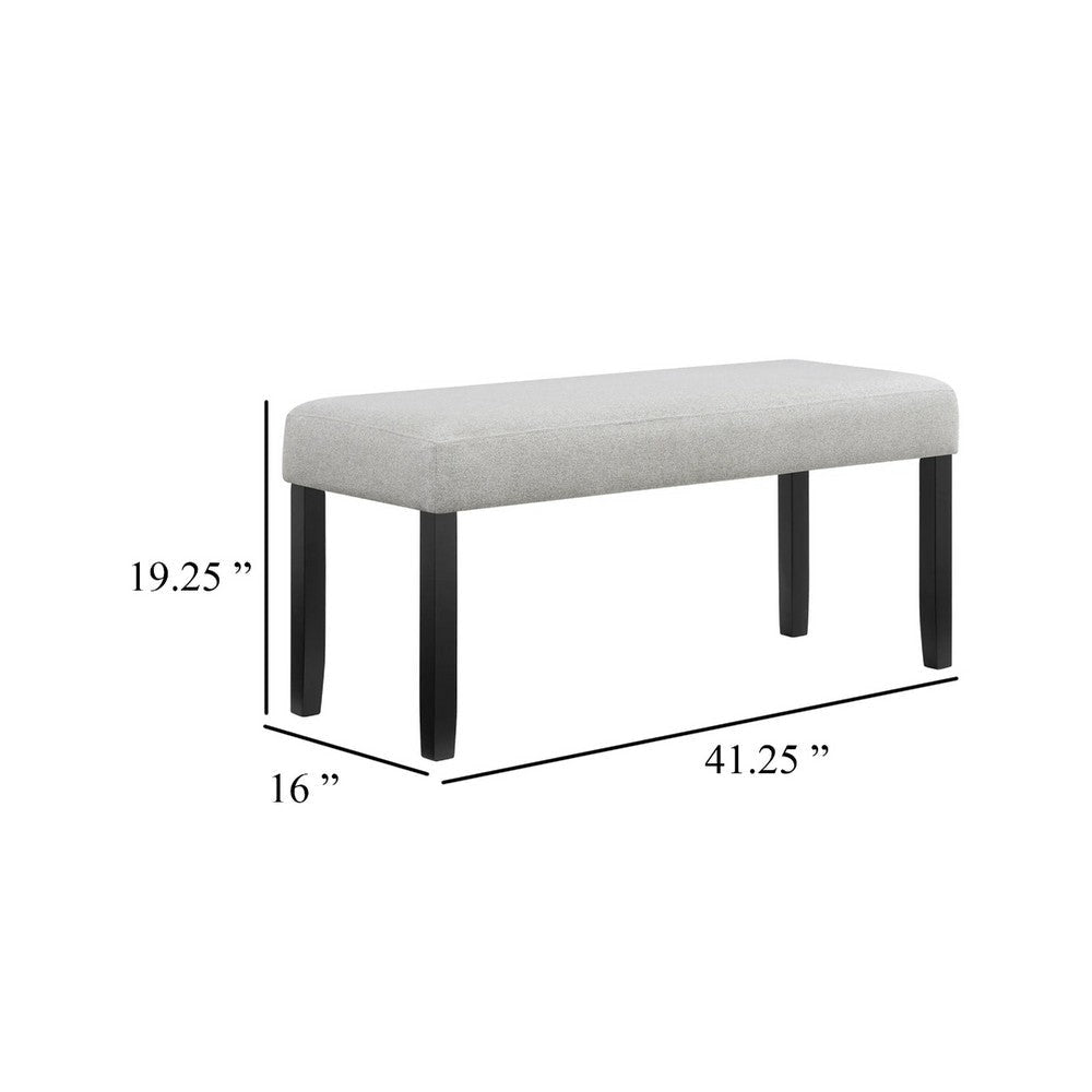 Riac Dining Bench | 41’’ Dove Gray Fabric Seat | Black Wood Legs BM340150