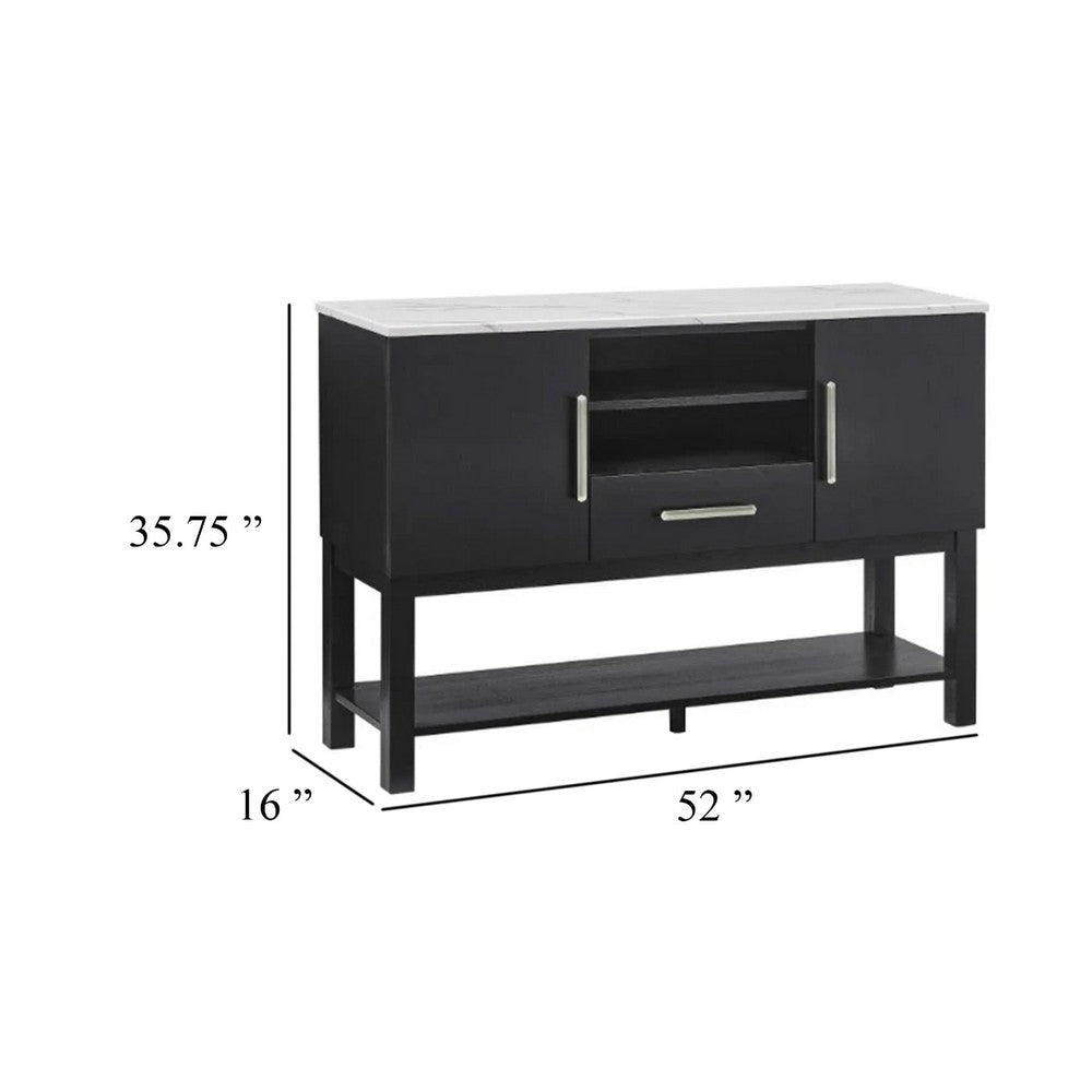 Amber Sideboard Buffet Server Cabinet | 2 Cabinets & 2 Shelves | Black BM340152
