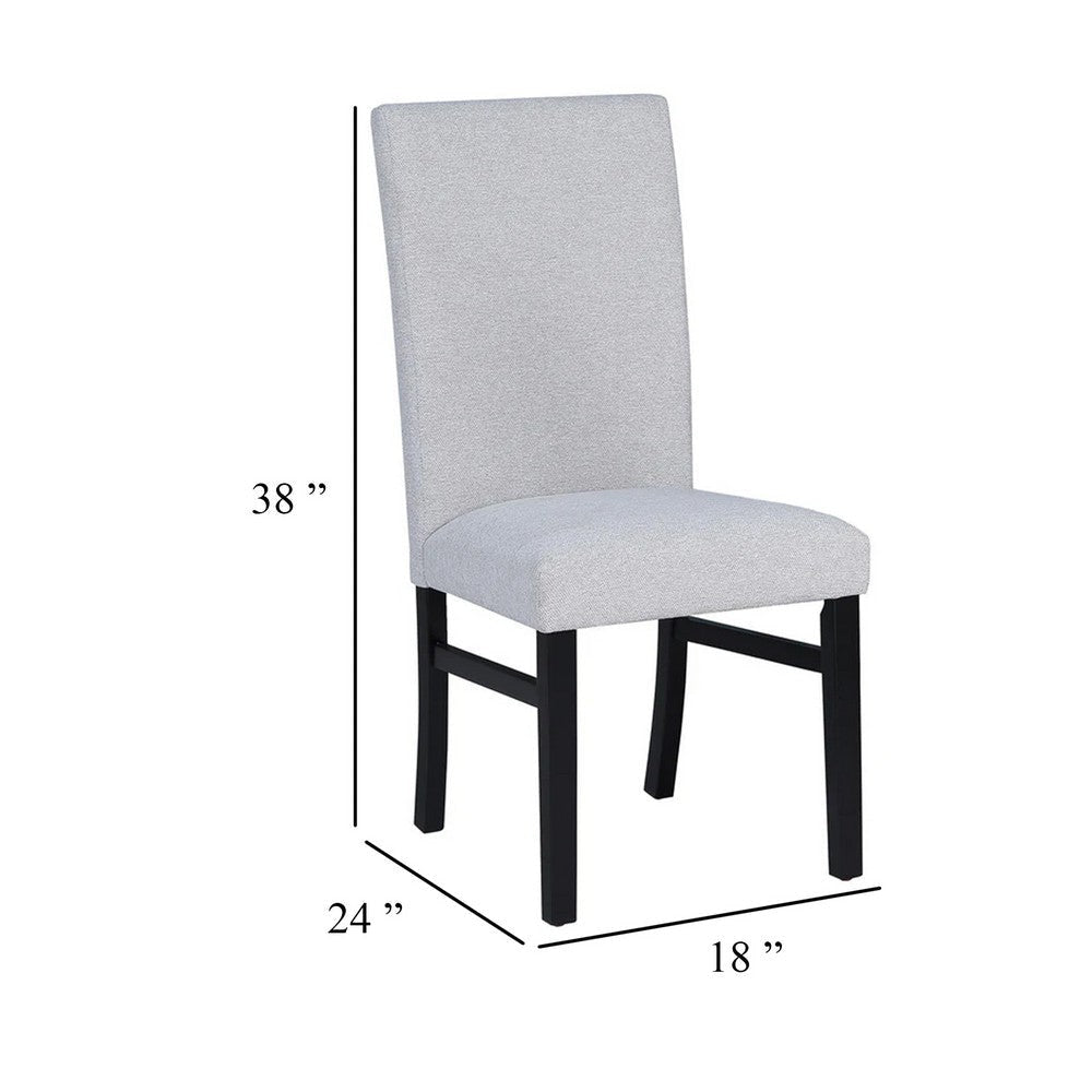 Ticy Dining Chair Set of 2 | Dove Gray Padded Seat | Black Wood Legs BM340181