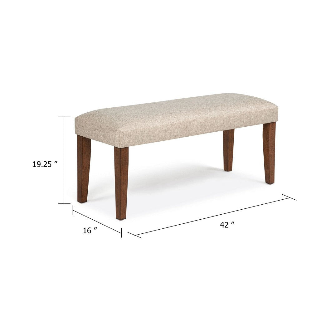 Goko Dining Bench | Earthy Yellow Fabric Seat | Brown Wood Legs | 42’’ BM340190