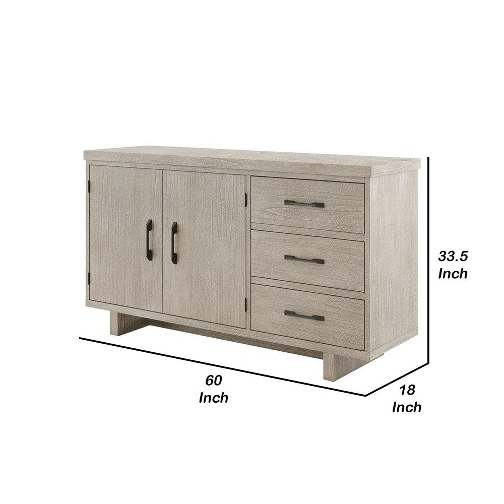 Hagy Sideboard Buffet Console | Natural Brown Wood | 2 Doors | 60’’ BM340254