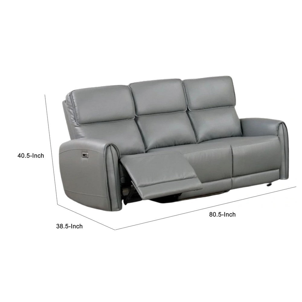 Sily Power Reclining Sofa | Gray Faux Leather | 81’’ | USB Ports BM340261
