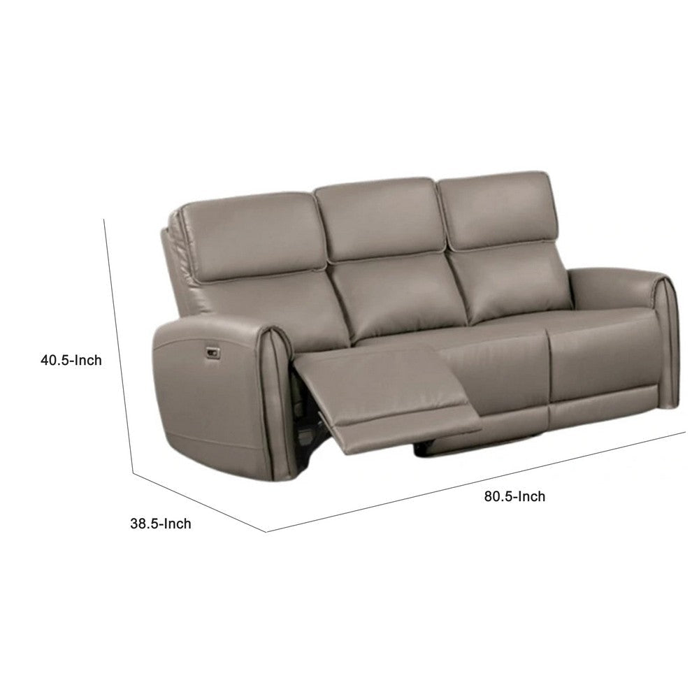 Sily Power Recliner Sofa | Light Brown Faux Leather | 81’’ | USB Ports BM340263