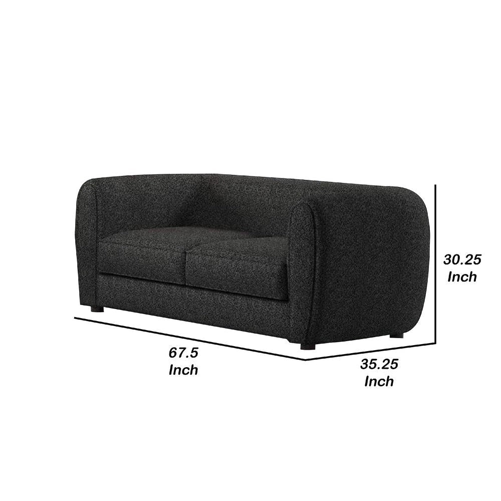 Dly Retro Loveseat | Black Boucle Seat | Welt Trims | 68’’ | Tuxedo Style BM340267