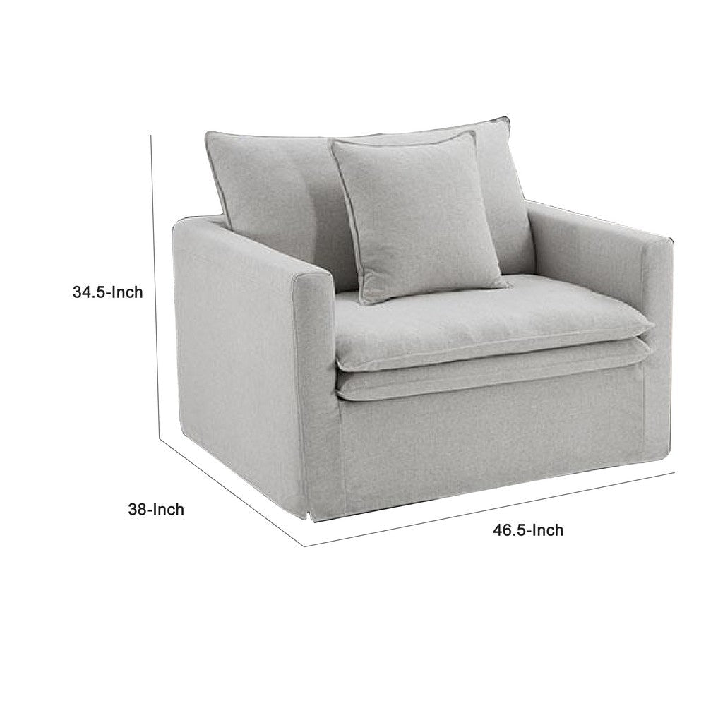Rutu Accent Oversize Armchair | 1 Throw Pillow | Light Gray Padded Linen BM340275