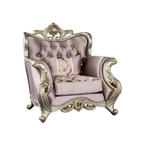 Aboi Armchair | 1 Accent Pillow | Purple Velvet | Carved Details