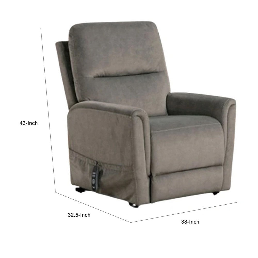 Power Lift Chair with Heat & Massage | Gray Fabric Padded | USB Port BM340289
