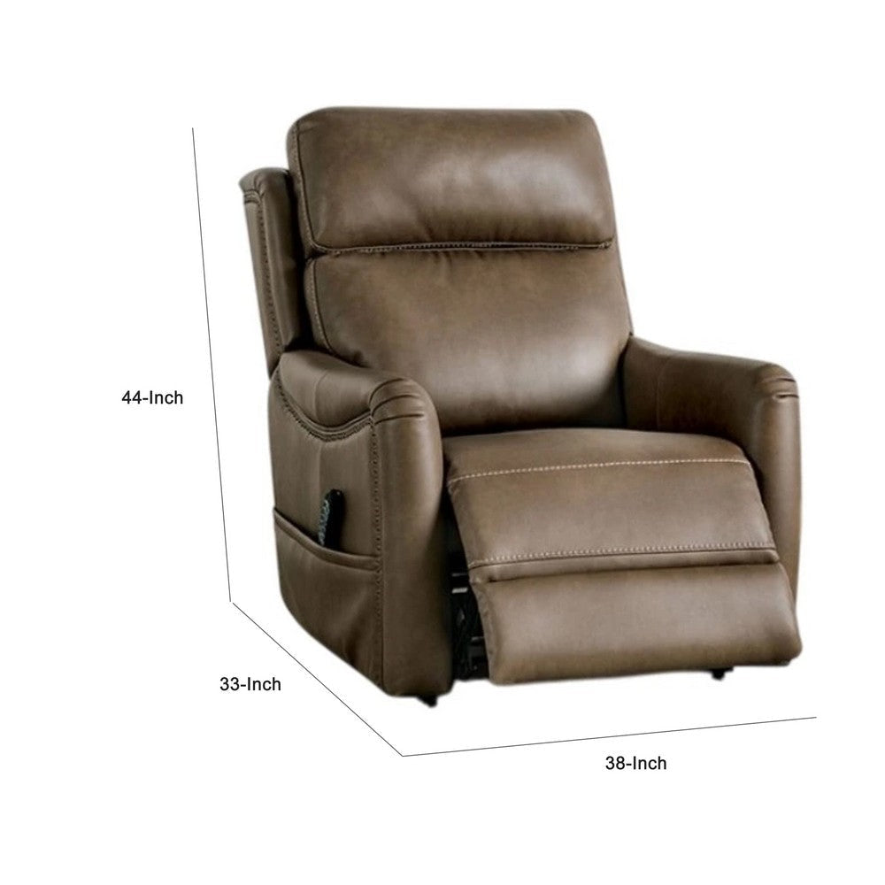 Lift Chair | Brown Faux Leather | Air Massage | 3 Zone Heating | USB BM340293