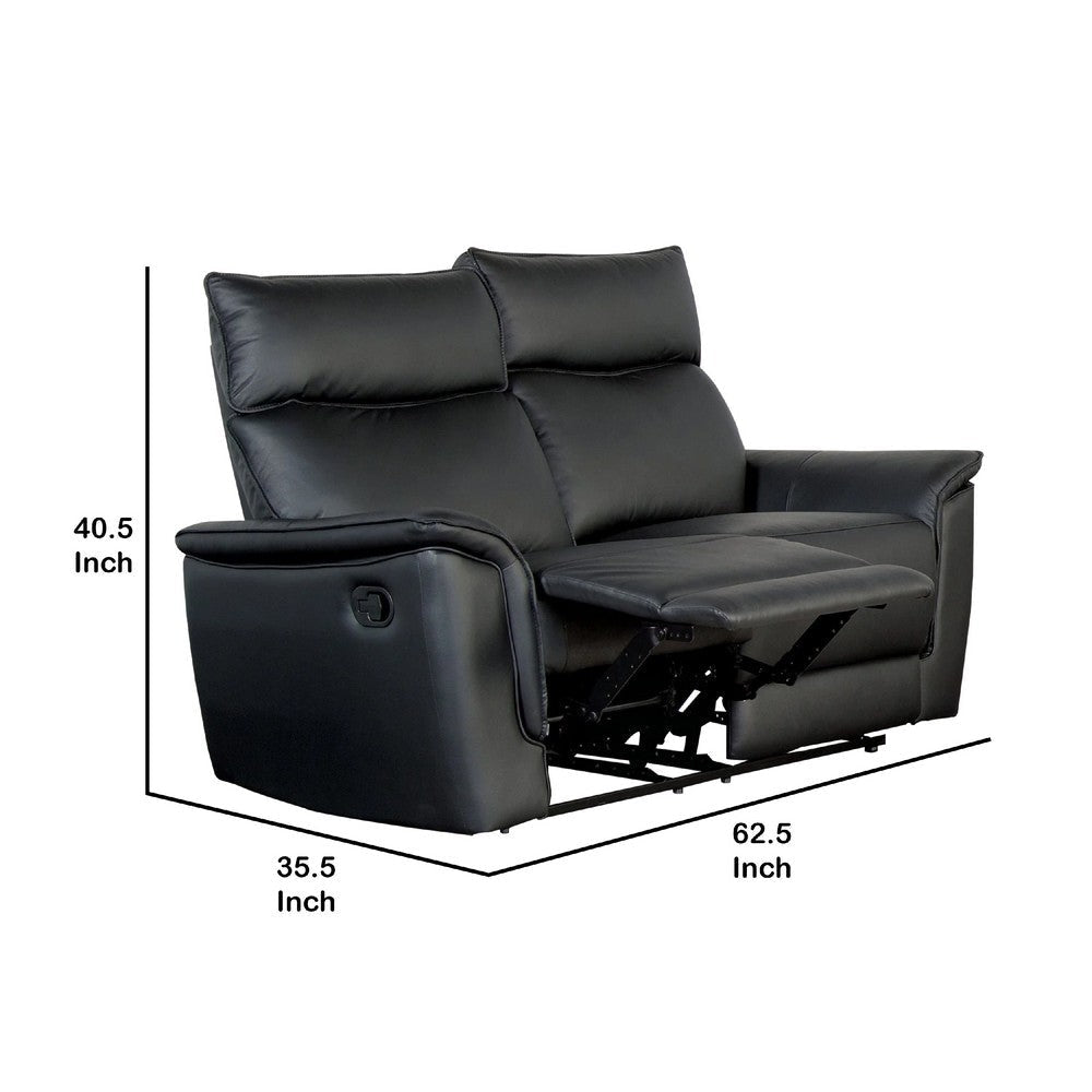 Lenne Loveseat | Black Faux Leather | Manual Recliner Mechanism | 63’’ BM340295