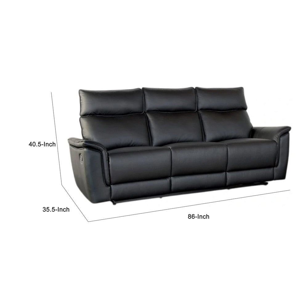 Lenne Sofa | Black Faux Leather | Manual Reclining Mechanism | 86’’ BM340296