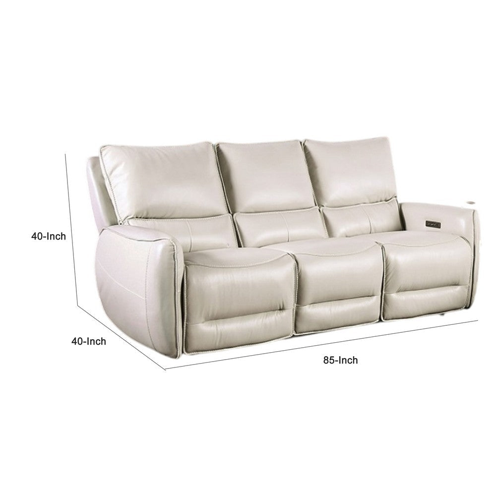 Pono Power Reclining Sofa | Beige Top Grain Leather | 85’’ | Zero Gravity BM340322