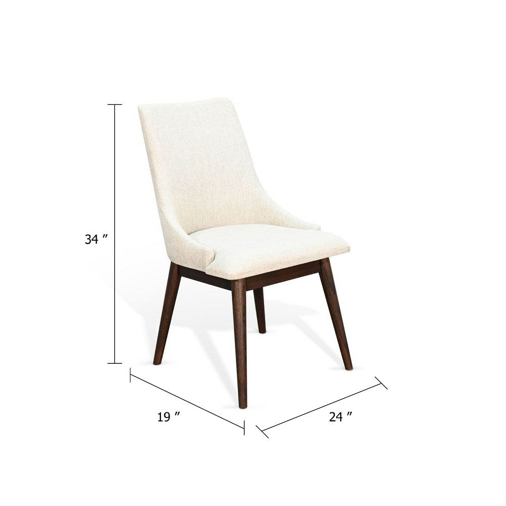 Amy Dining Side Chair Set of 2 | White Cushioned Seat | Dark Brown Solid Wood BM340361