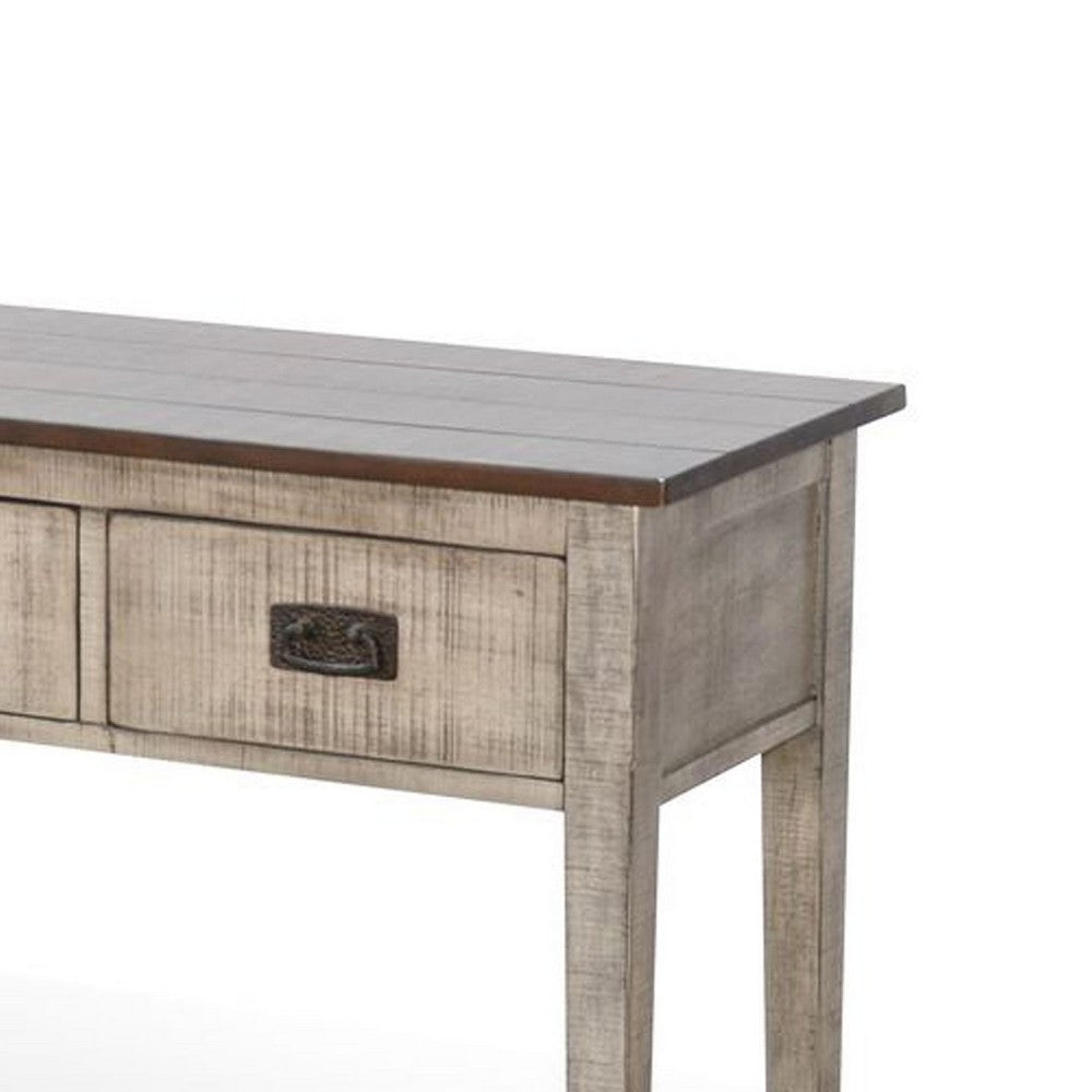 Camie Sofa Console Table | 48" | 3 Drawers | Gray Solid Mahogany