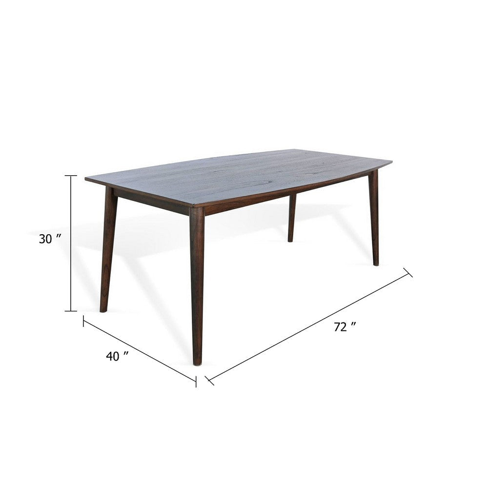 Amy Dining Table | 72’’ Curved Edge Top | Dark Brown Solid Mindi Wood