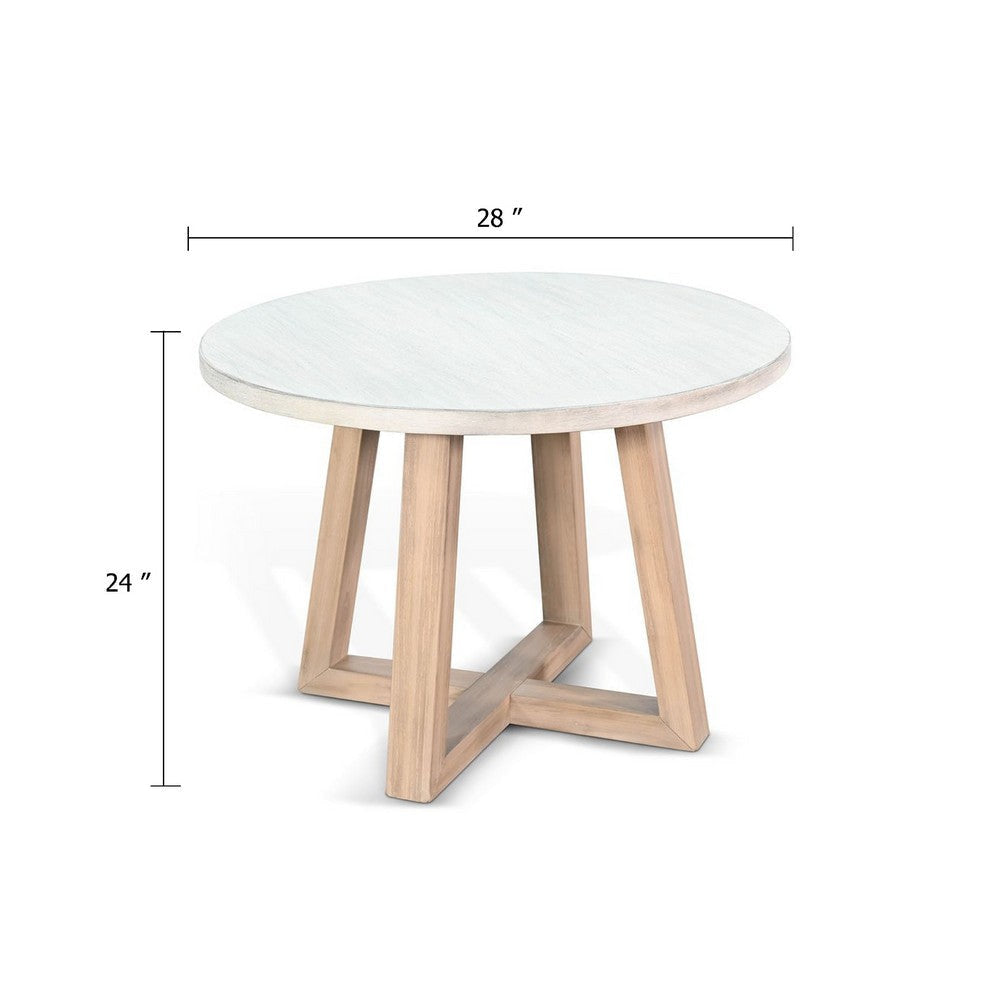 Dilly Side End Table | Cross Pedestal Base | Light Gray | 28’’ Solid Wood BM340383