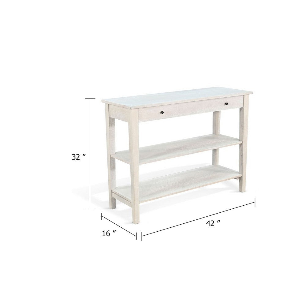 Pela Sofa Console Table | 42’’ Top | 2 Shelves | Light Gray Solid Wood BM340393