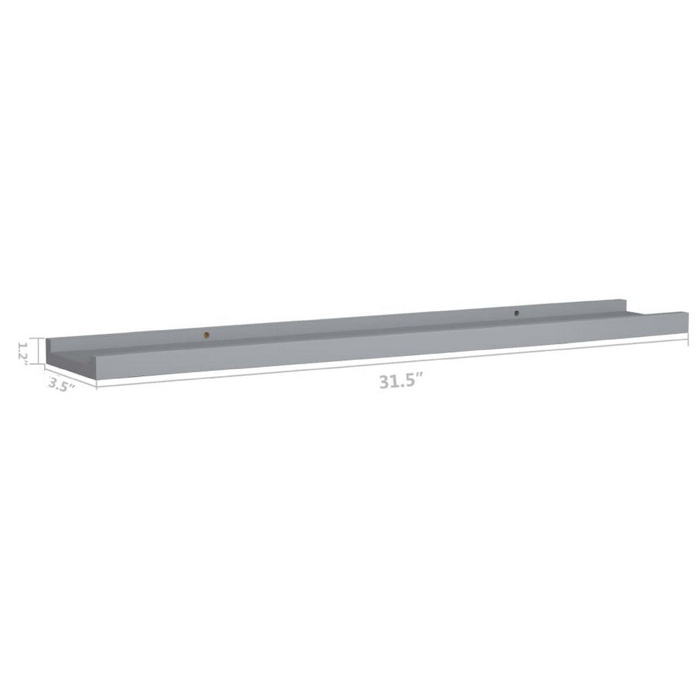 Yuli Wall Shelf Set of 2 | Raised Ledge Design | Classic Gray