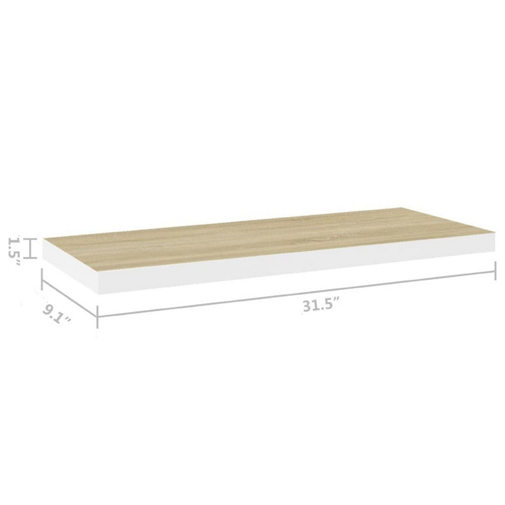 Zyno Wall Shelf | 32’’ | Natural White & Oak Brown Finish BM340433
