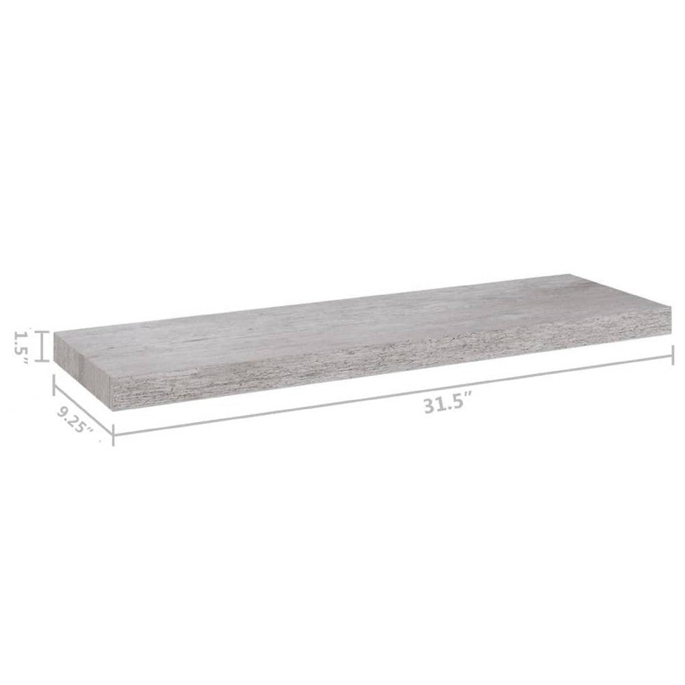 Zyno Wall Shelf | 32’’ | Industrial Style Concrete Gray MDF BM340435