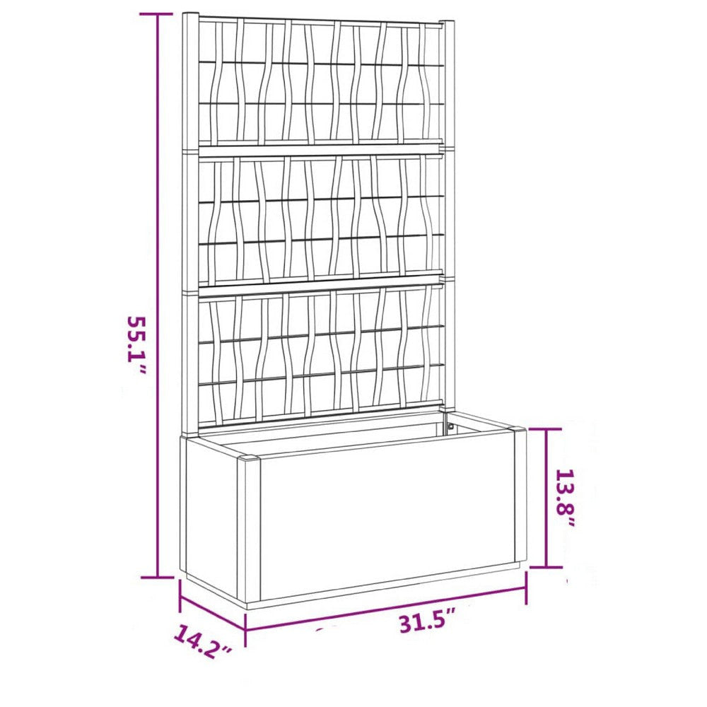 Garden Planter w Trellis | Dark Gray Polypropylene | 55’’ BM340444