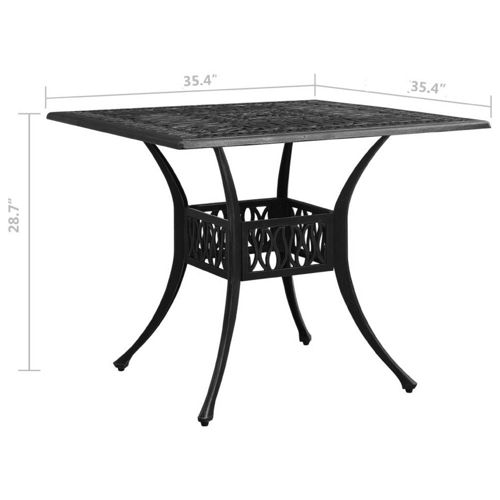 Nook Patio Dining Table | Black Cast Aluminum | Scrolled Details | 35’’ BM340460